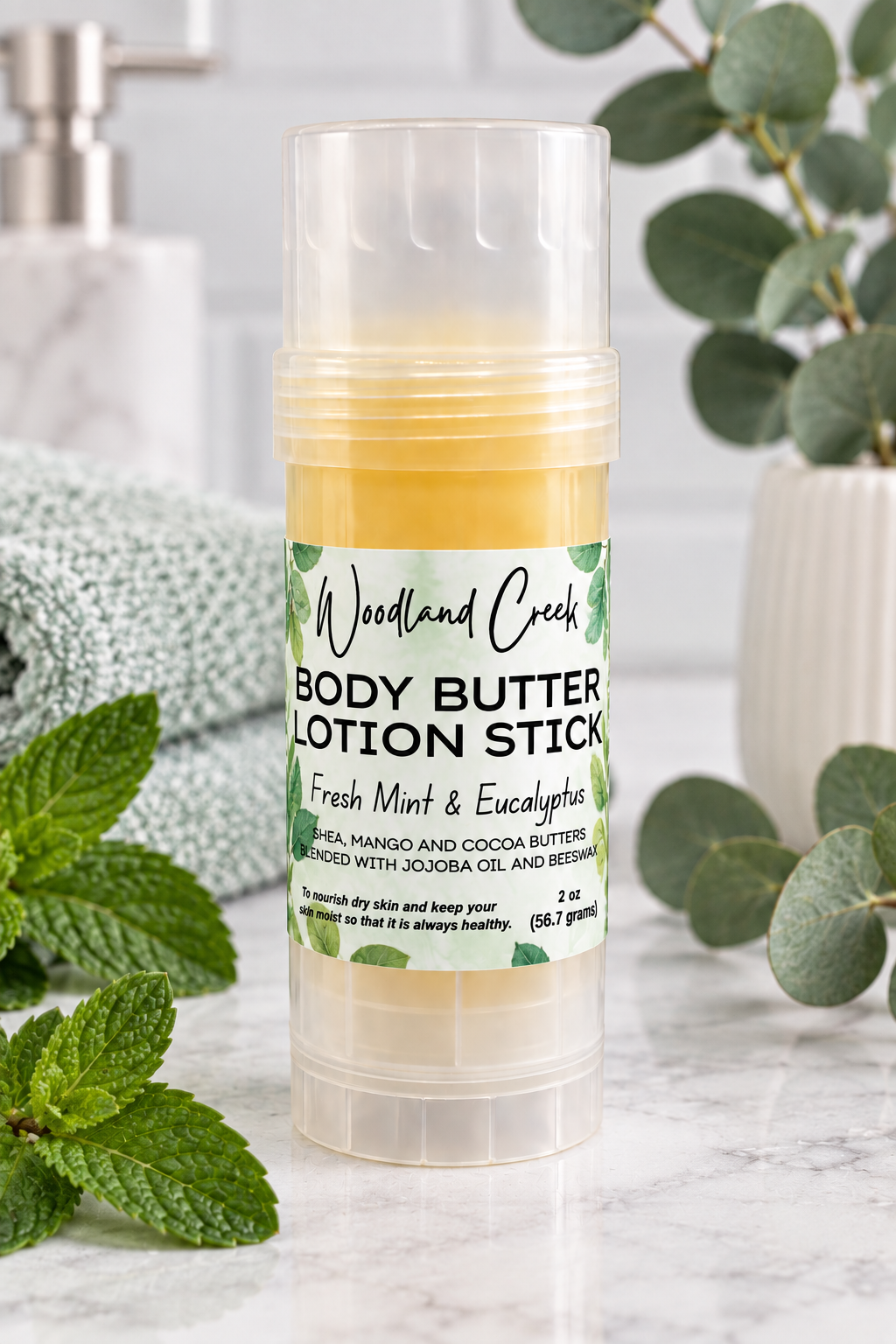 Fresh Mint and Eucalyptus Body Butter Lotion Stick