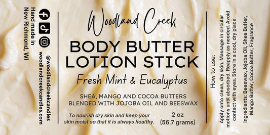 Fresh Mint and Eucalyptus Body Butter Lotion Stick