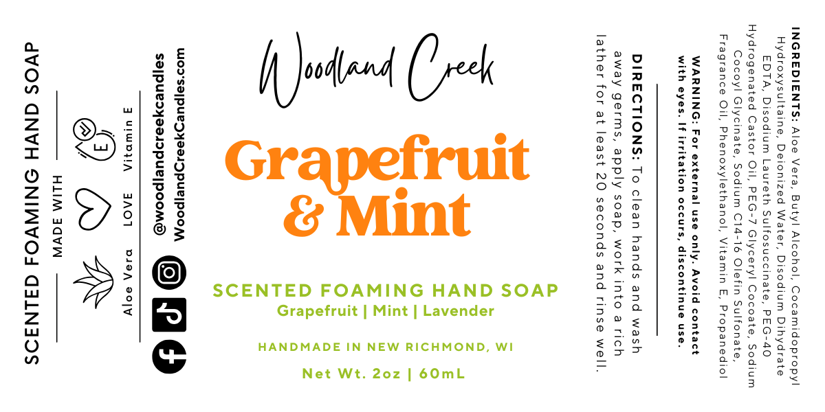 Grapefruit and Mint Scented Foaming Hand Soap