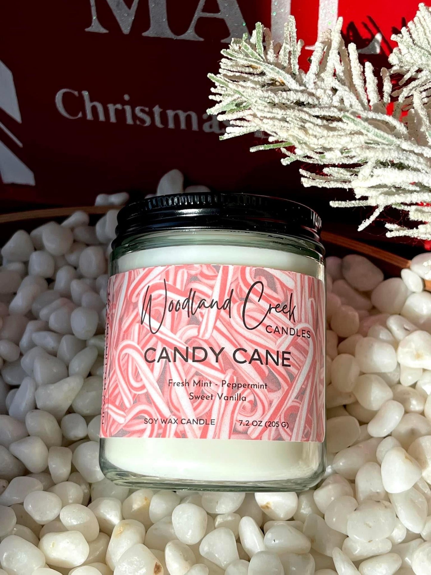 Candy Cane Soy Blend Wax Candle